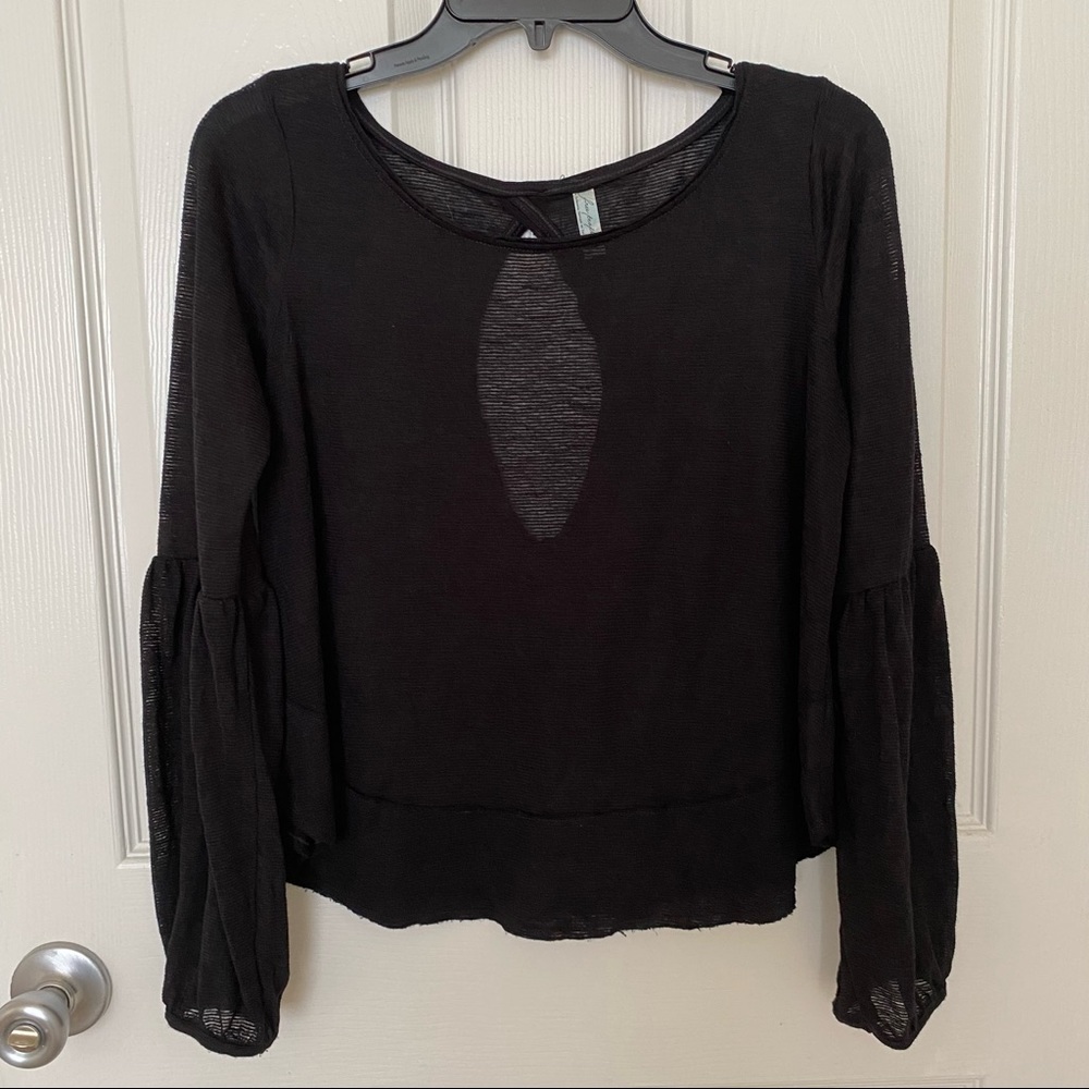 FREE PEOPLE Women’s Blouson Long Sleeve Cut Back Black